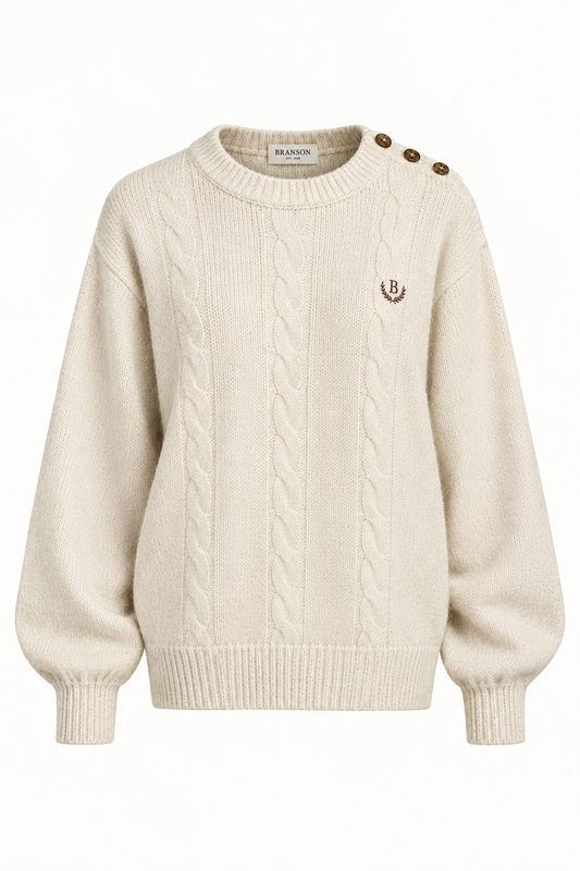 Maren Cable Knit Sweater, Oatmeal